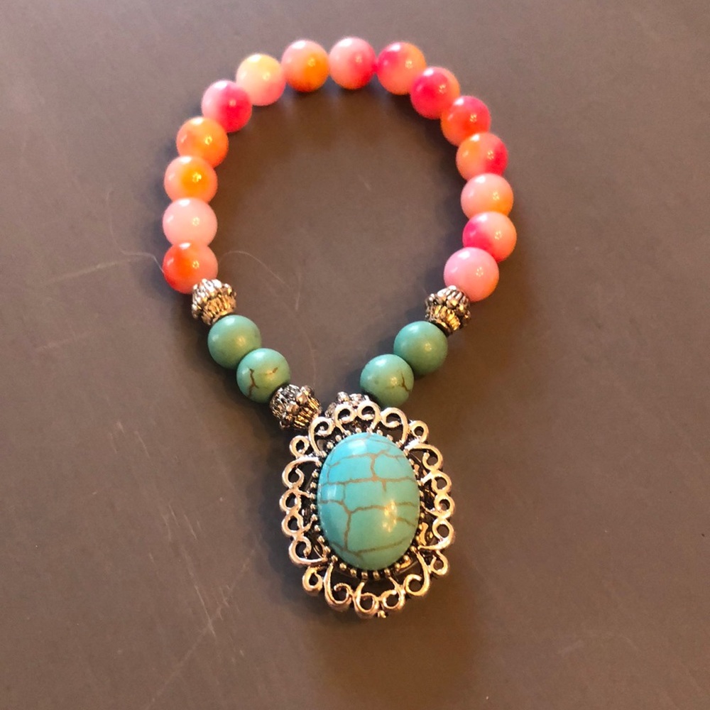 Snap it up turq stretch bracelet